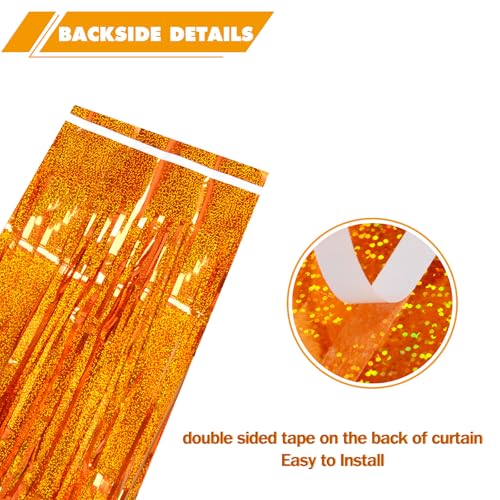 Melsan Orange Tinsel Fringe Backdrop for Birthday, 2 Pack 3.2ft x 8ft by Melsan - Used condition - Image 5