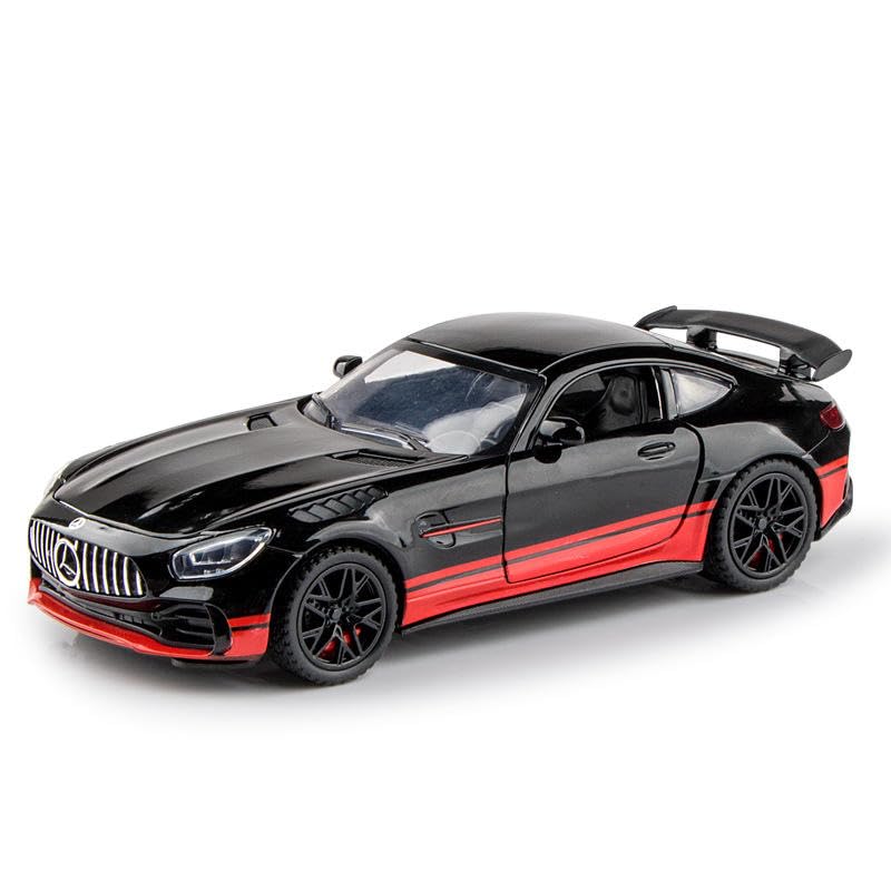 Image of Alokik Enterprise 1:32 Merecdes Amg GTR Diecast Car Models Toys Metal Alloy 2 Openable Door and Sound & Light, Pull Back Toys Gifts for Boys Best Gift Car (Black /Red)