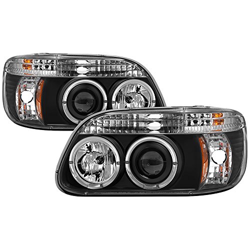 LED halo Headlights for Ford Explorer 95-01 - Black/Clear Lens