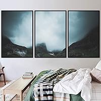 3 Piece Framed Canvas Wall Art Foggy Mountains Canvas Prints Home Artwork Decoration for Living Room,Bedroom - 16