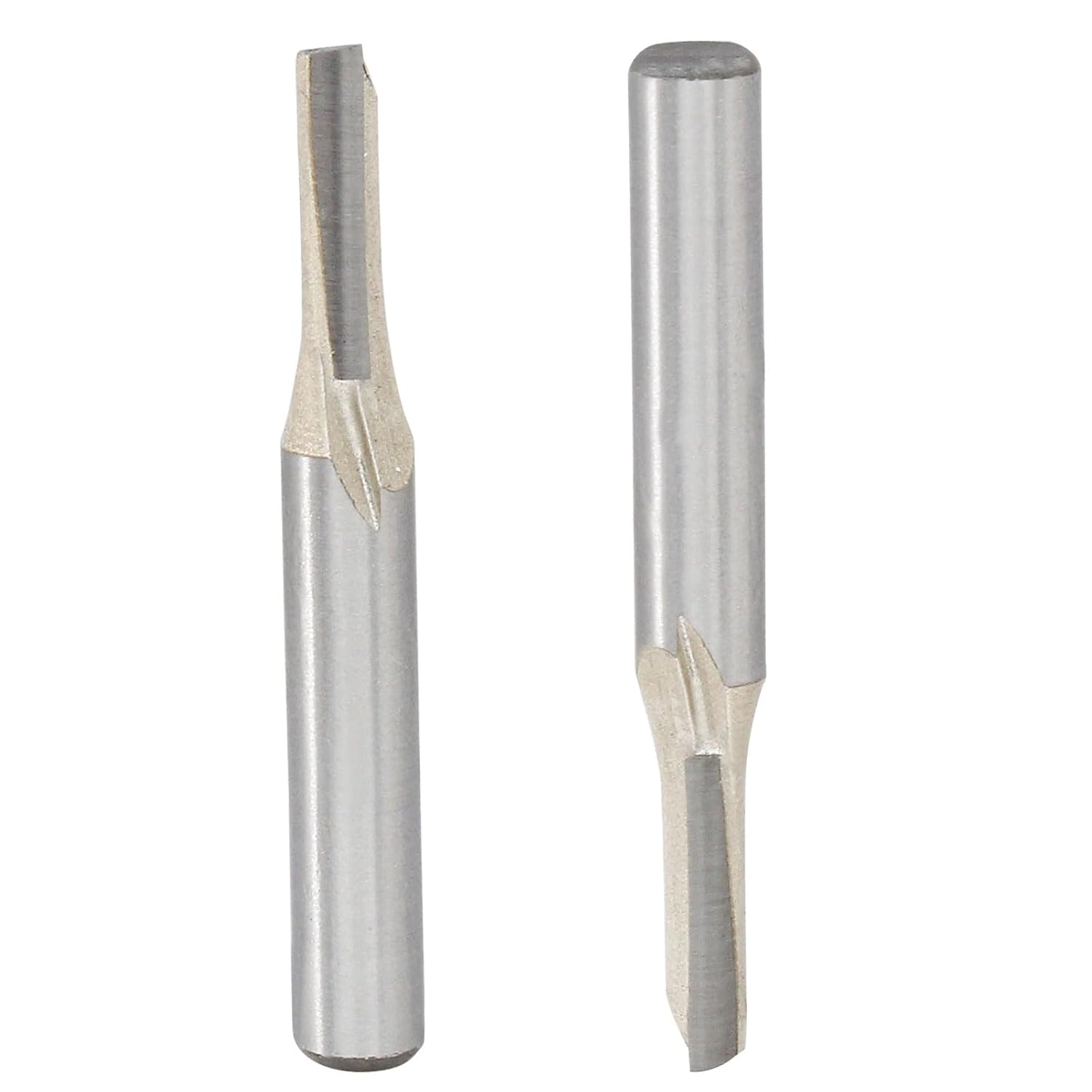 2 Pcs 1/4 Shank, One Flute Straight Router Bit, 3/16" Cutting Dia, Plunge Router Bit for Hard Plastic Plunging, Woodworking