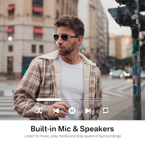 Image of Smart Glasses for Men & Women, Bluetooth Audio Glasses with Speakers, UV400 Polarized Lens, Support Fast Charging, Touch Control & Voice Assistant, Bluetooth Sunglasses for Travel Cycing Driving(Gray)