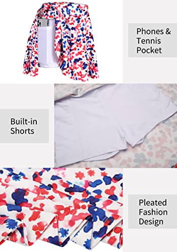 Zaclotre Girls Pink Floral Active Athletic Skorts Skirt Sports High Waisted Golf Tennis Running 2 Pockets Skort White #TOP5