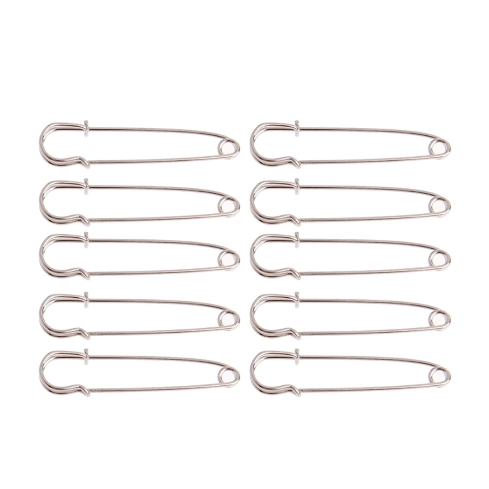 10 STÜCK Silberfarbene große robuste Sicherheitsnadeln DIY Nähwerkzeuge Edelstahl(10pcs-50mm)