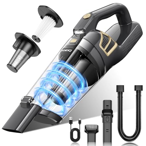 Image of CKIKH Handheld Vacuum Cordless, 15000PA Hand Held Car Vacuum Cleaner | Powerful Suction Rechargeable Vacuum, Portable, LED Light, Multi Accessories, for Home, Office, Pet Hair and Car