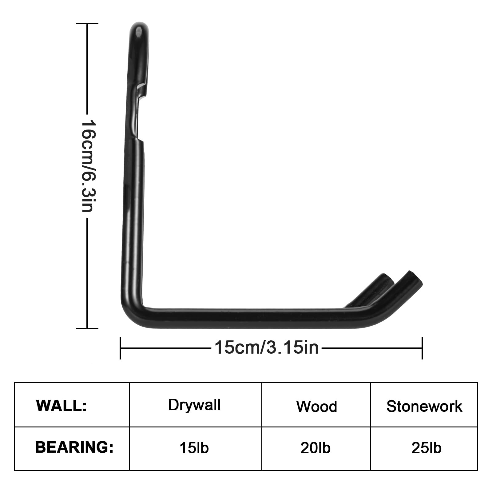 Peaceharmo Garagenhaken Set 6 Stück - U-Form Haken Für Werkzeug Und Gartengeräte