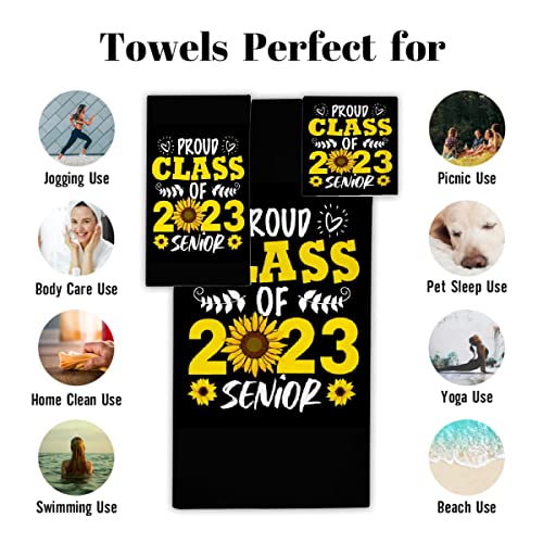 Byakuzoo Class Of 2023 3-Piece Bath Towel Set,1 Bath Towel,1 Washcloth, 1 Hand Towel,Super Absorbent Fiber Towel Bathroom Sets,Soft Towels Quick Drying For Home Kitchen Hotel Gym Swim #TOP2