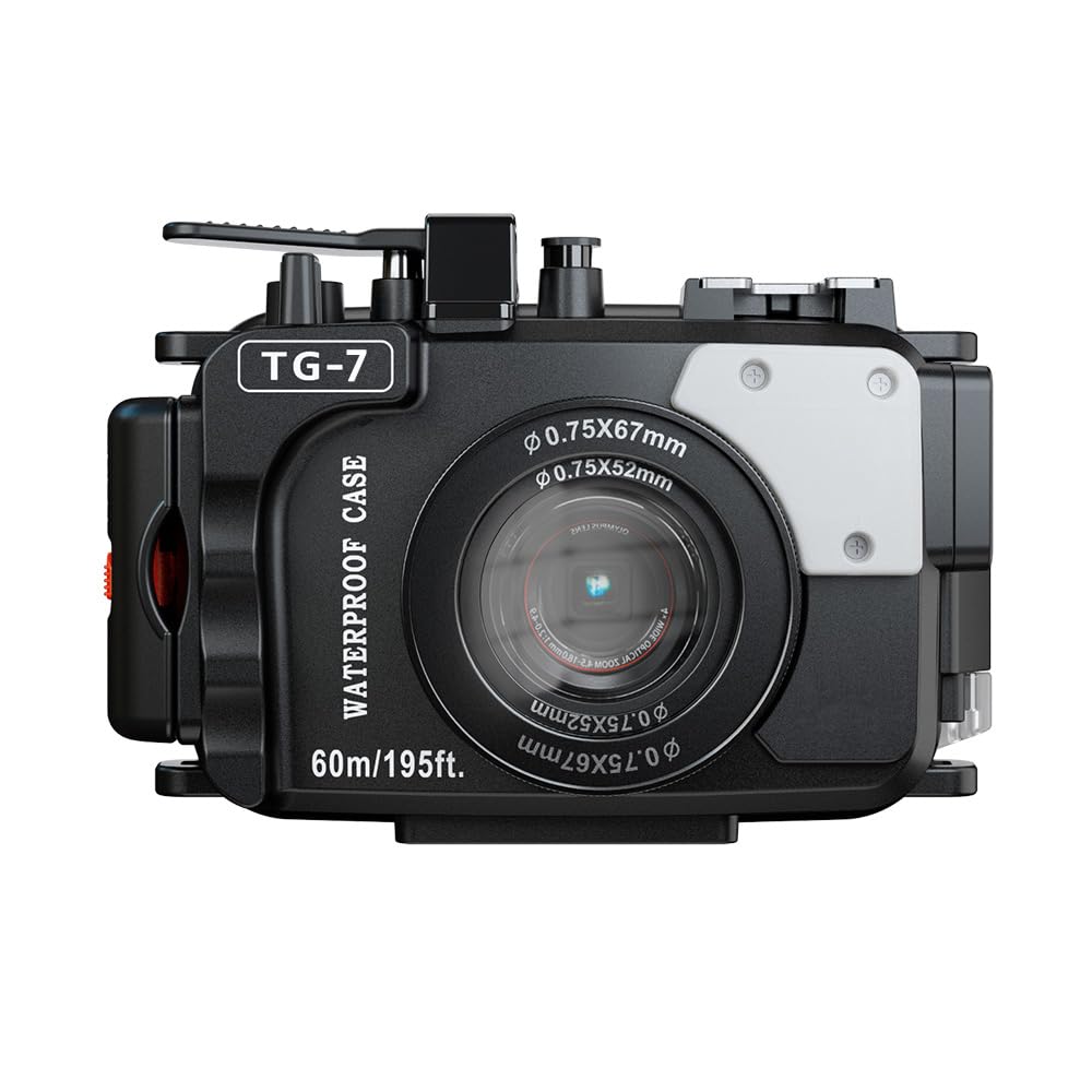 TG-7 Custodia subacquea per fotocamera, impermeabile 60 m, materiale PC con guarnizione O-Ring, compatibile con Olympus OM System Tough TG-7 (nero)