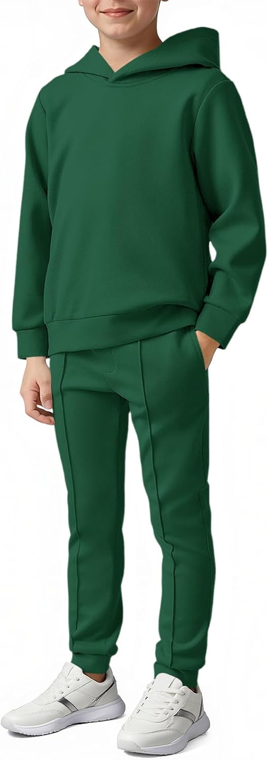 Haloumoning Boys Athletic Sweatsuit Kids Fashion Hoodies and Sweatpants Clothing Sets with Pockets 5-14Y
