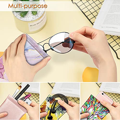 Image of FINTIE Soft Eyeglasses Case with Cleaning Cloth, Portable Squeeze Top Vegan Leather Glasses Pouch, Sunglasses Eyewear Bag