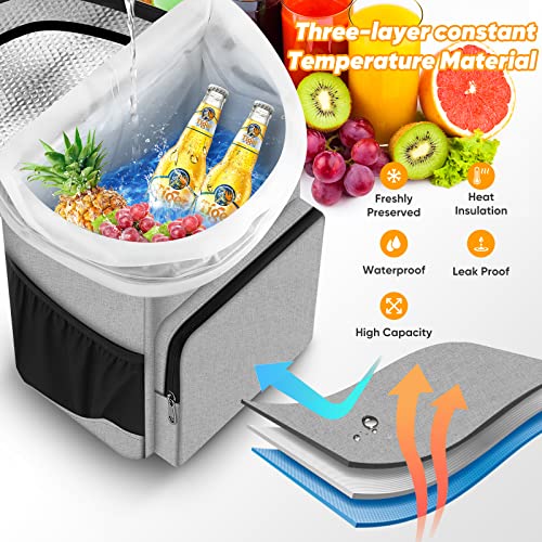 Ausqi Backpack Coolers Insulated Leak Proof, 33 Cans Cooler Backpack Insulated Waterproof Thermal Bag, Portable Lightweight Beach Travel Camping Lunch Backpack For Men And Women (Grey) #TOP5