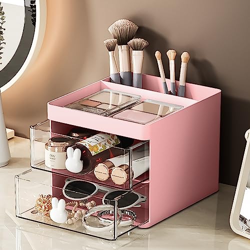 Marbrasse Organizador de mesa pequeno com gaveta, porta-lápis multifuncional para caneta, caixa de a