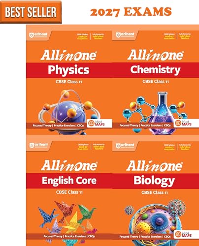 Image of Arihant Class 11 CBSE All in One Physics + Chemistry + Biology + English Core - Combo Set of 4 Books - Includes | Focused Theory | Exercises Practice | CBQs | - For 2027 Exams