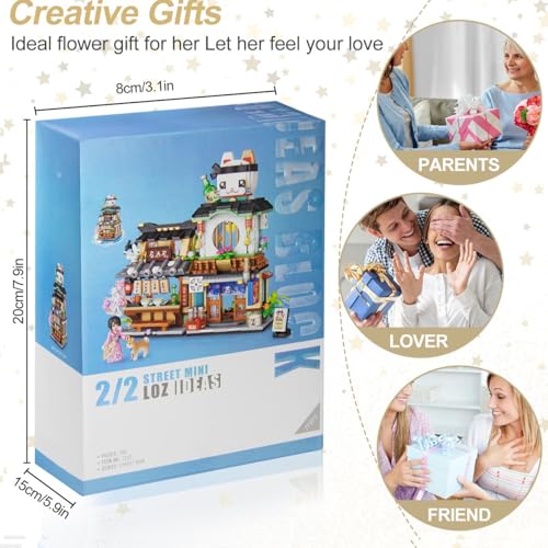 Image of Japanese Street View Mini Building Blocks Building Kit Izakaya Shop Foldable Japanese Mini Brand Store Toy Gift for Adults Boys Girls 6+, Not Compatible with Lgo (789 Pieces)