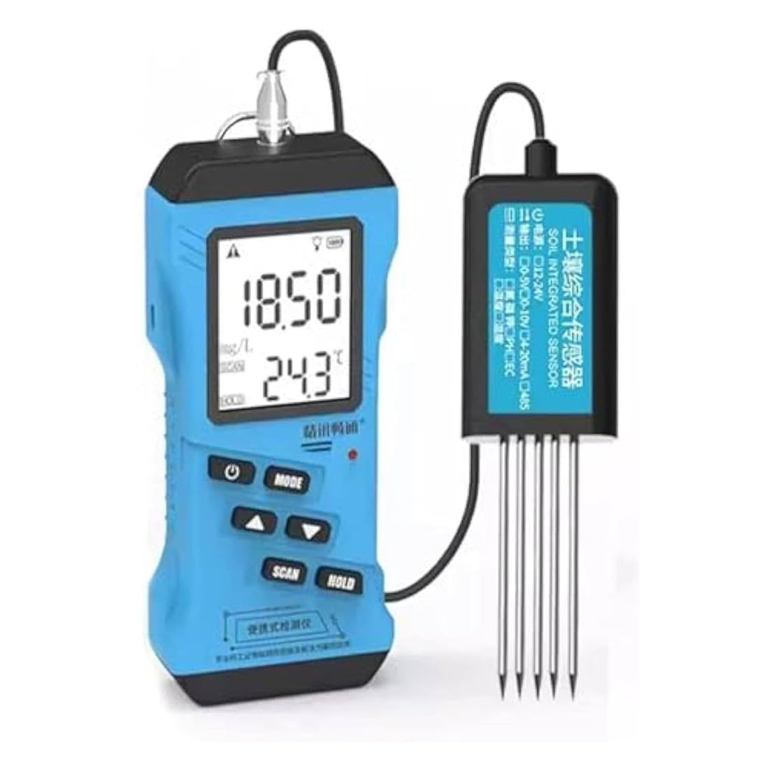 Cyfrowy tester gleby 7 w 1, wysoka dokładność NPK/pH/EC/czujnik wilgotności/temperatury/wilgotności, duży podświetlany wyświetlacz LCD, przemysłowy wytrzymały, bez odczynników do szklarni ogrodowej