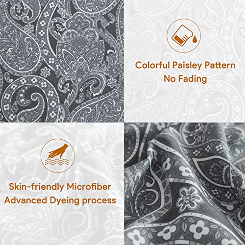 Kacemoo Dark Grey Twin Paisley Comforter Set - Lightweight Microfiber Boho Floral Printed Bedding Comforter Set Soft Breathable Pattern Down Alternative Reversible Comforter Sets Cover All Season Use #TOP3