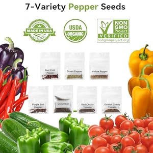 inbloom Pepper Seed Pod Kit for AeroGarden, iDOO, Ahopegarden, MUFGA Hydroponic Growing System, 12-Pod, 350+ Seeds include Cucumber,Red Chili Pepper,Green&Yellow Pepper,Purple Pepper,Red&Golden Tomato inbloom Pepper Seed Pod Kit for AeroGarden iDOO Ahopegarden MUFGA Hydroponic Growing System 12 Pod 350 Seeds include CucumberRed Chili PepperGreenYellow PepperPurple PepperRedGolden Tomato