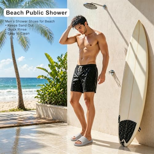 Image of Aoowoll Mens Shower Shoes With Holes Dry Quickly Bath Slippers Womens Non Slip Indoor Home Bedroom Pool Spa Guest College Dorm