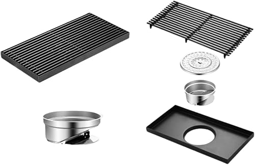 Paqwtyb 15Cm*30Cm Black Floor Drain, Outdoor Garden Bathroom Large Displacement Stainless Steel Floor Drain