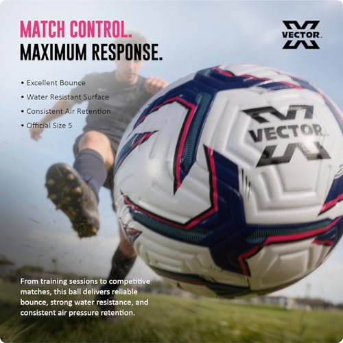 Image of Vector X Elite Thermo Bonded Official Match Soccer Ball- Waterproof PU Seamless Technology Soccer Ball with Needle Excellent Bounce Professional Match Play Football for Men Boys Size 5