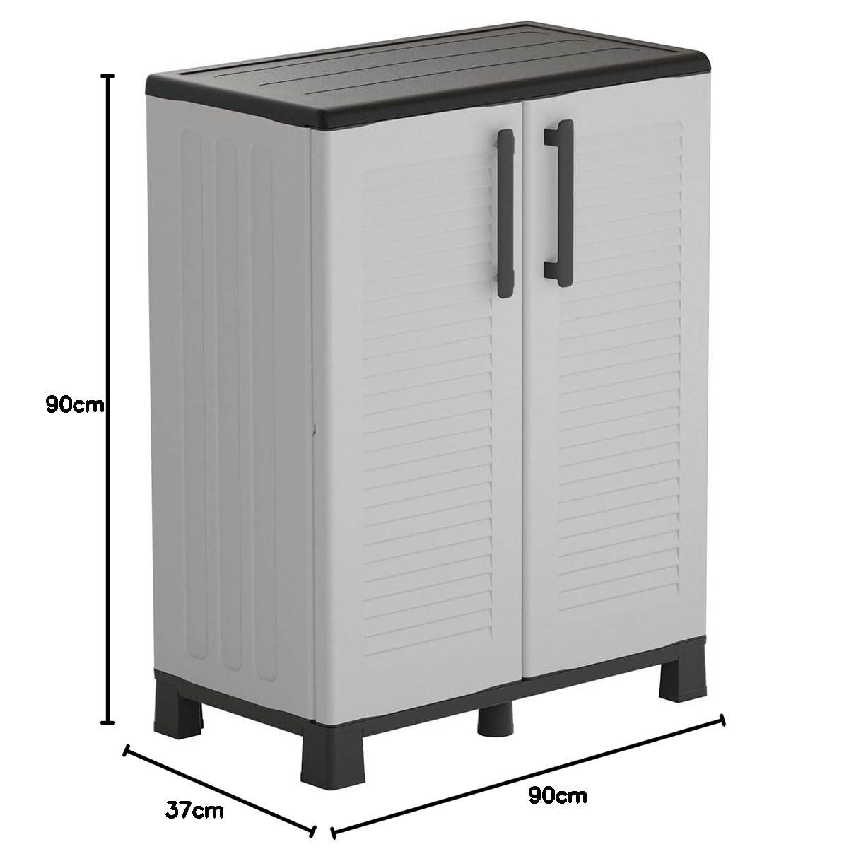 INTEC - Armoire Basse Rangement Polypropylène 100% Recyclé Fabriqué en Italie | Gris 68x37x90 cm | Meuble Compact, Robuste, Résistant à l'Humidité & Intempéries