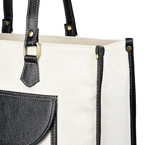 Image of K London Stylish Women's Office Bag - Canvas Laptop Tote for Professional & Casual Work Use | Spacious, Durable and Elegant Crossbody bag | Handbag | 15 inch Laptop (2312 Parent)