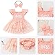 FYMNSI Baby Mädchen 1. Erster Geburtstag Outfit Blumen Druck Partykleid Hochzeit Bodykleid Prinzessin Tüll Kleid Taufkleid Strampler Bodysuit mit Stirnband Sommer Kleidung Fotoshooting Pfirsich 9-12M