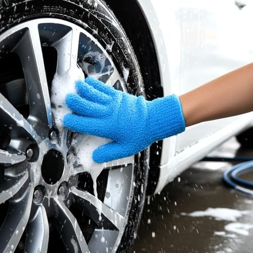 2 Pairs Microfiber Dusting Gloves, Reusable Plant Dusting Gloves Washable Mittens Cleaning Glove Microfiber Dusters for House Furniture Blinds Kitchen Plants(Blue, Royal Blue) - Thumbnail 2