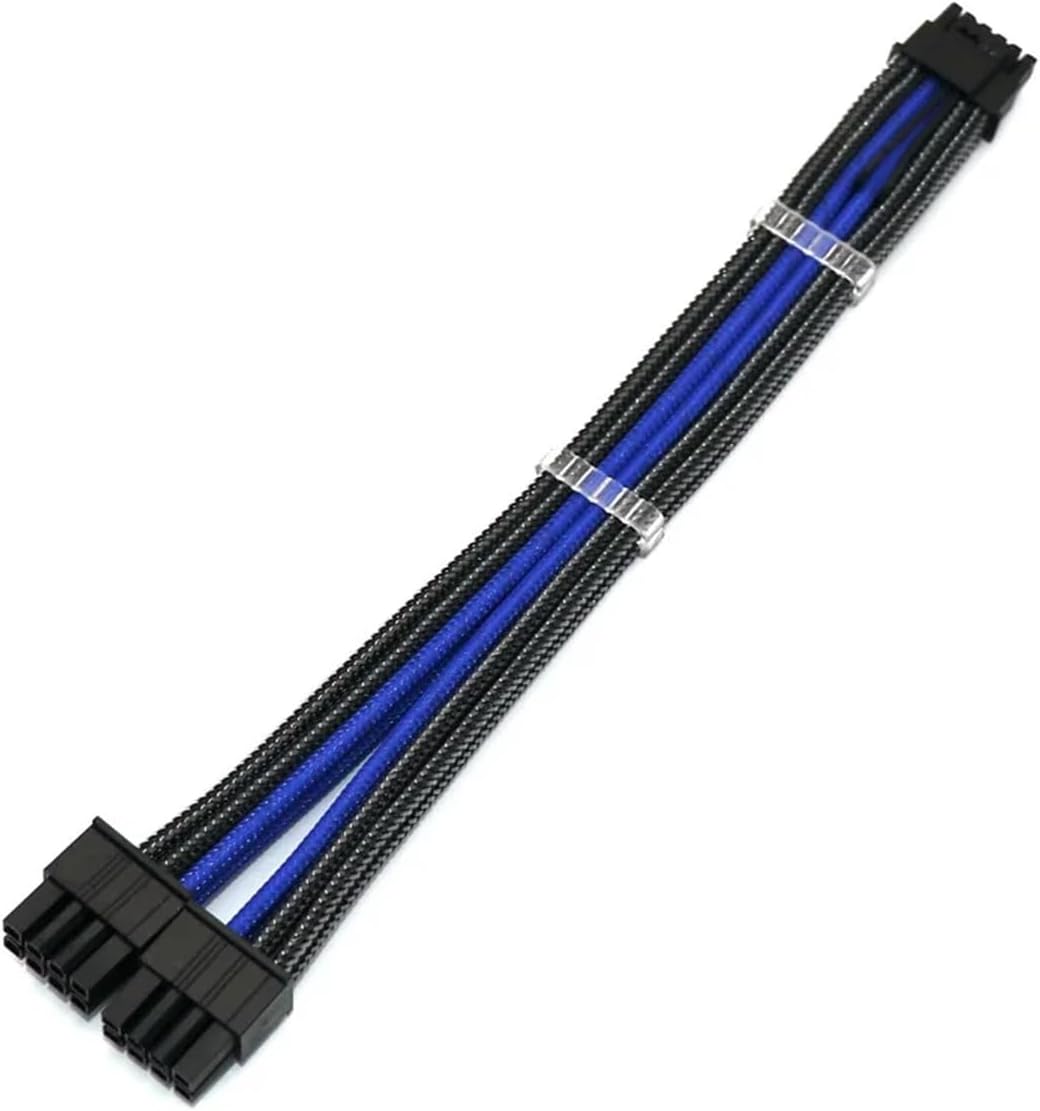 Premium 12VHPWR PSU Power Cable 12+4/16Pin to 2x8Pin CPU/ATX/EPS Male Adapter ForPSU 16awg(30cm,Carbon Aqua Blue)