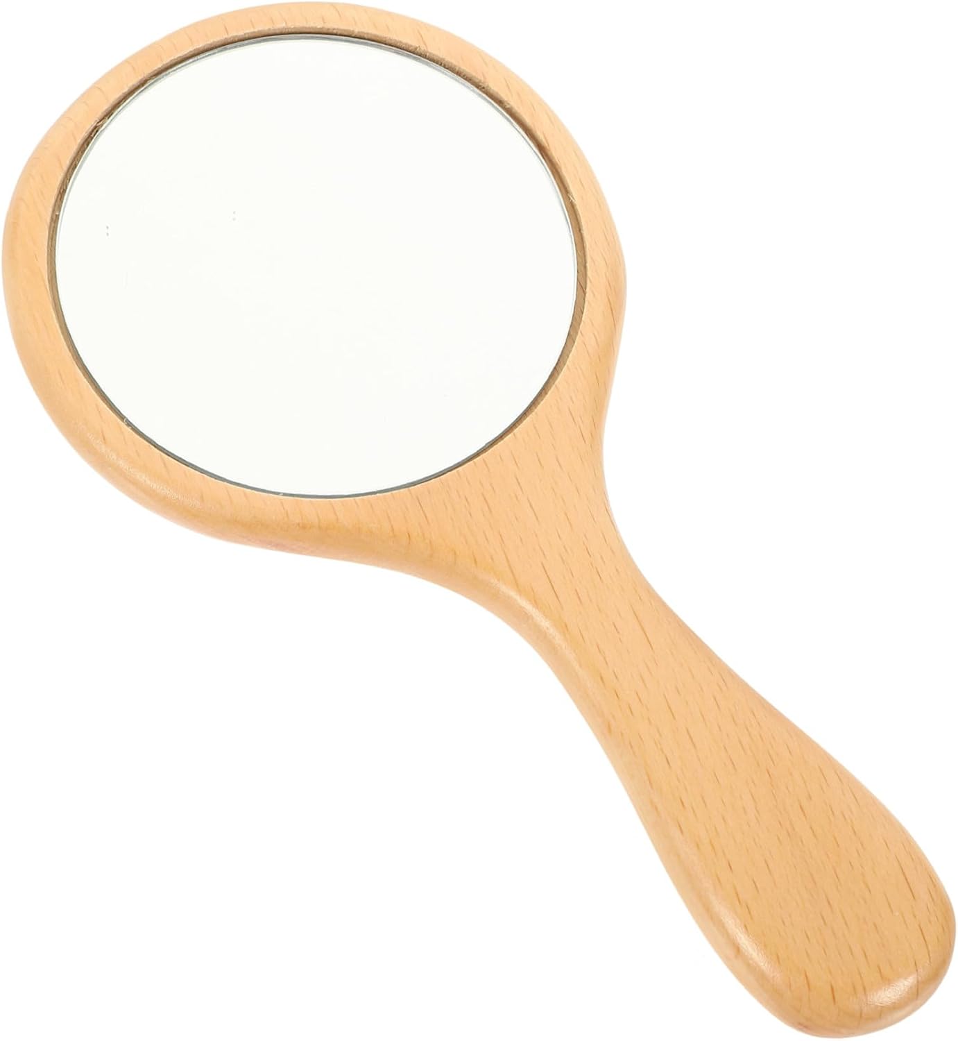 Handheld Makeup Mirror Portable Compact Mirror for Purses Wooden Handle Modern Simple Design for Daily Use Travel Office