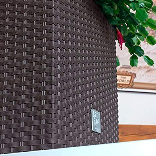 Image of Prosper Plast Rattan Short Flowerpot - Dark Brown - 2 Part Set (6.8 litres, Dark Brown)
