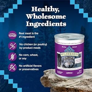 Blue Buffalo Wilderness Grownup Moist Canine Meals with Healthful Grains, Made with Pure Components, Beef & Rooster Grill, 12.5-oz. Can (12 Depend) Blue Buffalo Wilderness Grownup Moist Canine Meals with Healthful Grains, Made with Pure Components, Beef & Rooster Grill, 12.5-oz. Can (12 Depend)