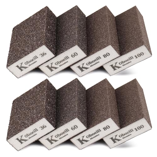 Éponged e Ponçage 36/60/80/100 Assortiment de 4 Tampons de Ponçage Différents Eponge Abrasive Ccale a Poncer Sanding Sponge pour Poncer Polir Métal Bois