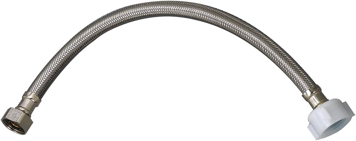 Plumb Pak PP23814 E-Z Toilet Supply Tube, 1/2 in Fip X 7/8 in Ballcock, 16 in L, Stainless Steel