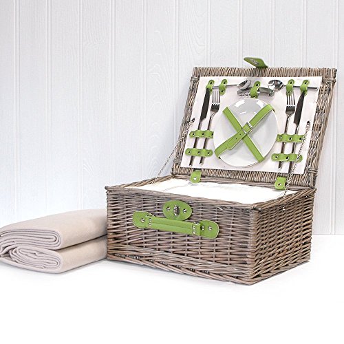 Verde Fine Food Store 2 para Picnic cesta con accesorios y Picnic manta de forro polar de color crema ideas de regalo para Navidad -, Valentines, regalos, cumpleaños, hombre, MOET, Dad, Her, madre, Thank you, aniversario de boda, de compromiso con piedra, 18, 21st, 30th, 40, 50th, 60th, 70, 80th, 90th