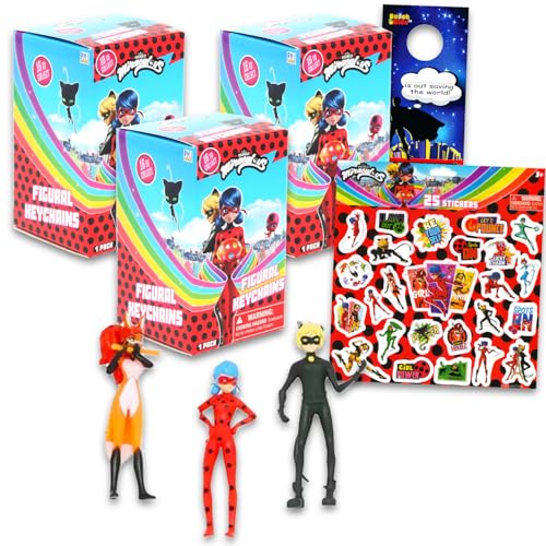 Porte-clés figurine Miraculous en lot de 3 jouets mystères pour anniversaire d'enfants