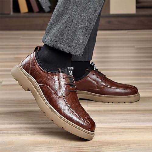 Men's Autumn/Winter Business Casual Leather Shoes, Genuine Cowhide Plush Lined for Warmth, Flexible Rubber Sole Perfect for Office Events 7