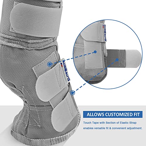Harrison Howard Horse Fly Boots Perfect Contoured Fit Leg Guards Dense Mesh Boots With Ventilated Comfort Reliable Protection From Summer Elements Set Of 4 Silver Grey L thumb #2