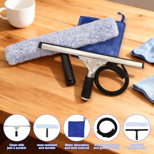 Miniatura 4 de Greatrich Limpia Cristales Profesional, Window Cleaner, Limpiador De Cristales, Kit De Limpieza Para Cristales 6 Piezas, Incluye Racleta, Bayeta De Microfibra, Para Ventanas, Espejos, Puertas De Ducha