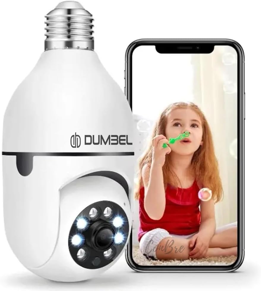 Dumbel BULBCAM 1080p HD Bulb Light Wireless WiFi Indoor IP Camera, Fish Eye 360 Degree Panoramic Mini Lamp IR CCTV Home Security Camera