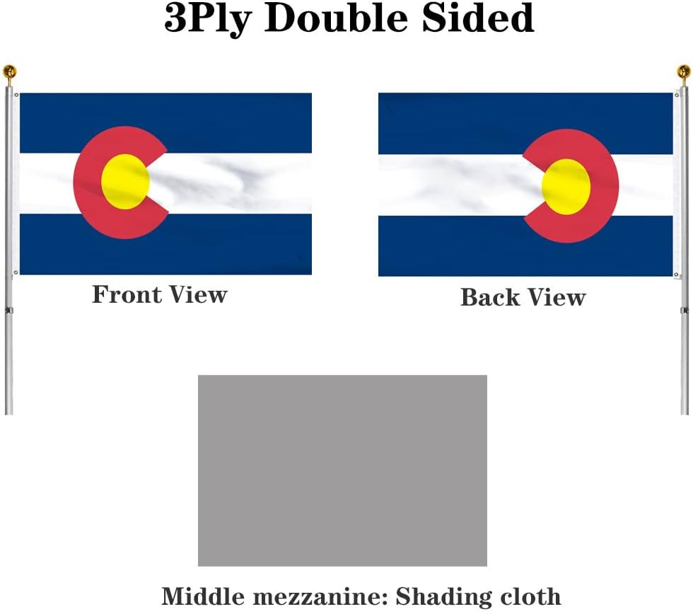 Jayus Double Sided Colorado Sates Flags 2x3 FT Outdoor - Vivid Colors 3Ply CO Colorado Flags Banners- 220D Heavy Duty 100% Polyester with 2 Brass Grommets - Image 2