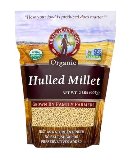 Grain Place Foods | Hulled White Proso Millet | Organic Non-GMO | Made in USA | 2 LB Bag