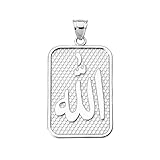 Engravable Islamic Arabic script Allah Pendant Necklace in Sterling Silver