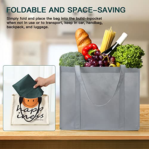 HECTOLIFE 20-Pack Reusable Grocery Bags,Large Washable Foldable Shopping Bags,Heavy Duty Tote Bags with Reinforced Handles(Multicolor)
