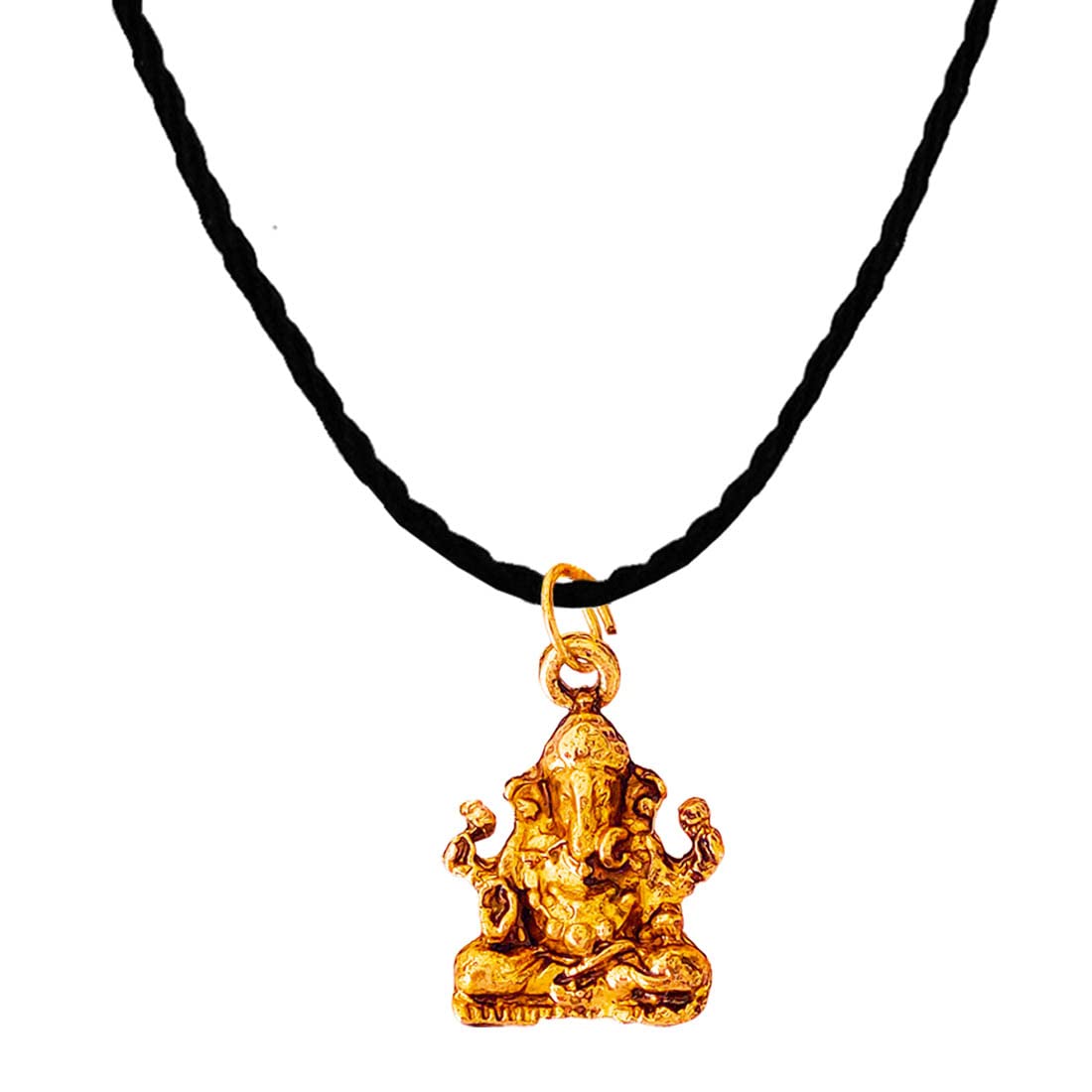 Religious Lord Shri Ganesh Gold Brass Pendant Necklace Chain For Men And Women SPn202304-image-22