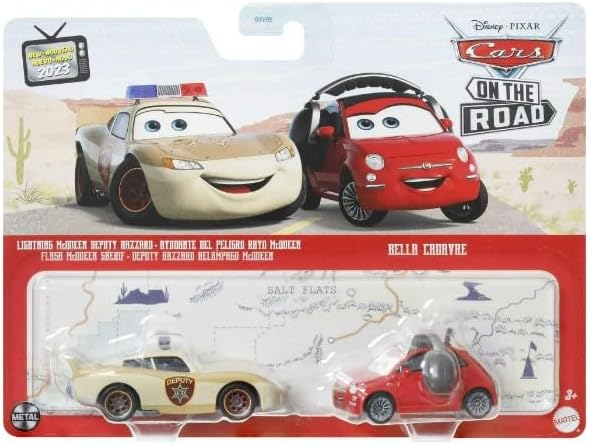 Disney Cars Toys and Cars 3, Lightning McQueen Deputy Hazzard Bella Cadavre 2-Pack, 1:55 Scale Die-Cast Fan Favorite Character Vehicles for Racing and Storytelling Fun, Gift for Kids Age 3 and Older