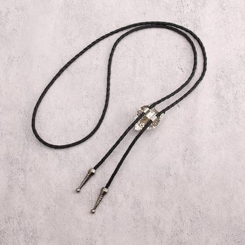 Image of GelConnie Bolo Ties for Men Women Western Cowboy Tie Mens Western Necklace Leather Necktie Gold Bolero Tie Cowboy Necklace