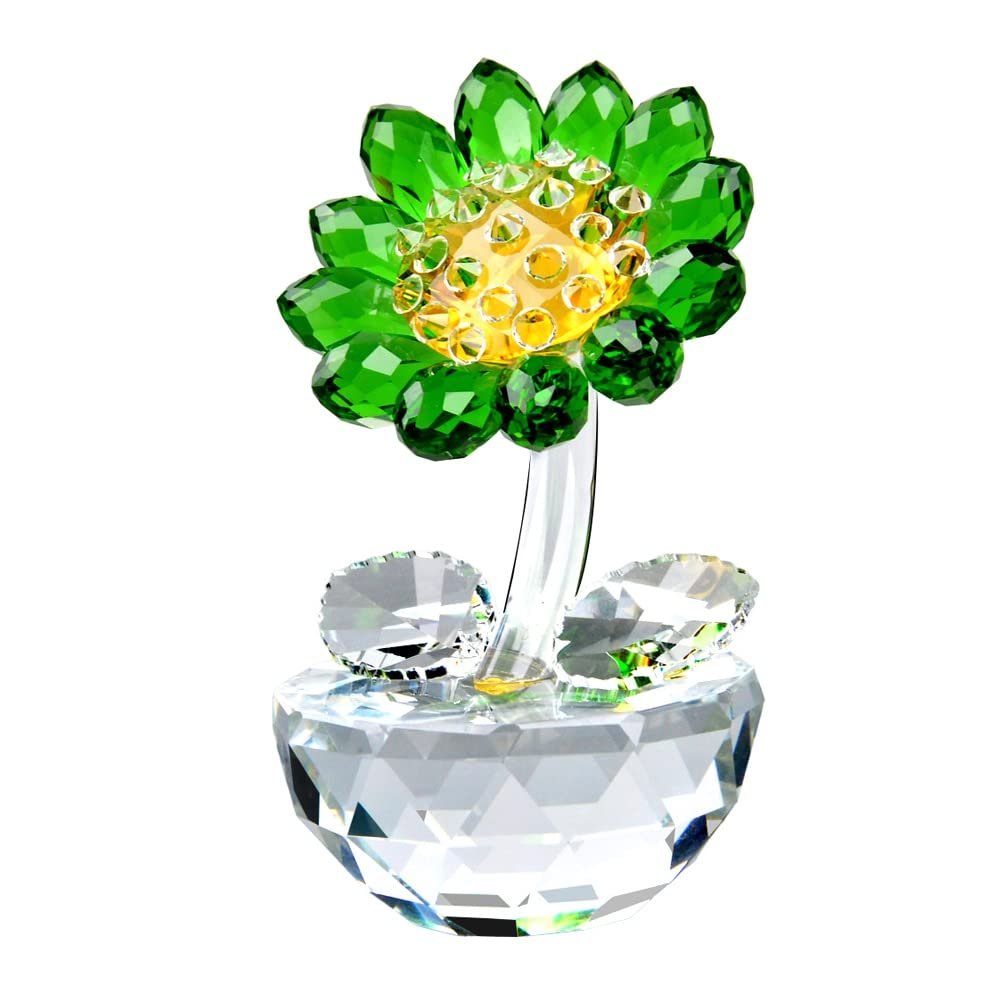 Crystal Sunflower Glass Figurine Ornament Paperweight Table Decoration with Gift Box Crystal Glass Bouquet Flower Centerpieces
