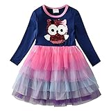 Niña Talla 2-8 años VIKITA Vestidos Princesa Algodón Tulle Tutu Casual Fiesta Manga Larga Ropa Niña LH4592 5T