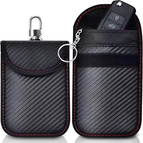 Modurio 2 Pochette Etui Anti RFID Clé Voiture Portable - Faraday Clé Voiture RFID, Etui Blocage RFID pour Pochettes Blocage Signal RFID pour Télécommande avec Anneau